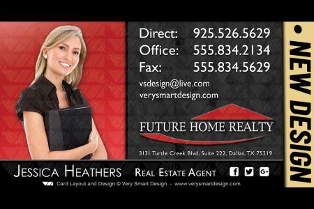 Red and Black New Future Home Realty Business Cards for FHR Real Estate Agents 4C