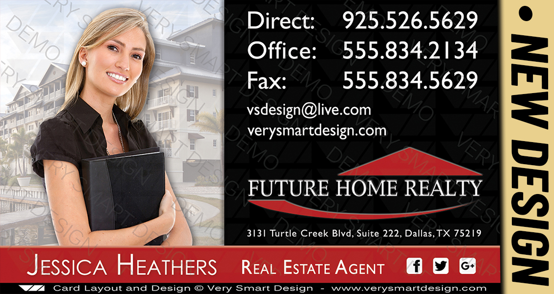 White and Black New Future Home Realty Business Cards for FHR Realtors 4D