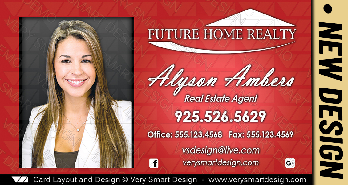 Red and White New FHR Agent Real Estate Business Cards Future Home Realty Design 5B