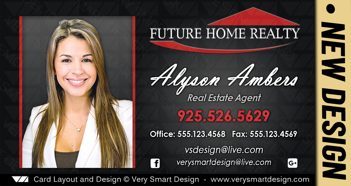 Black and Red Future Home Realty New Real Estate Business Cards Templates for FHR 5C