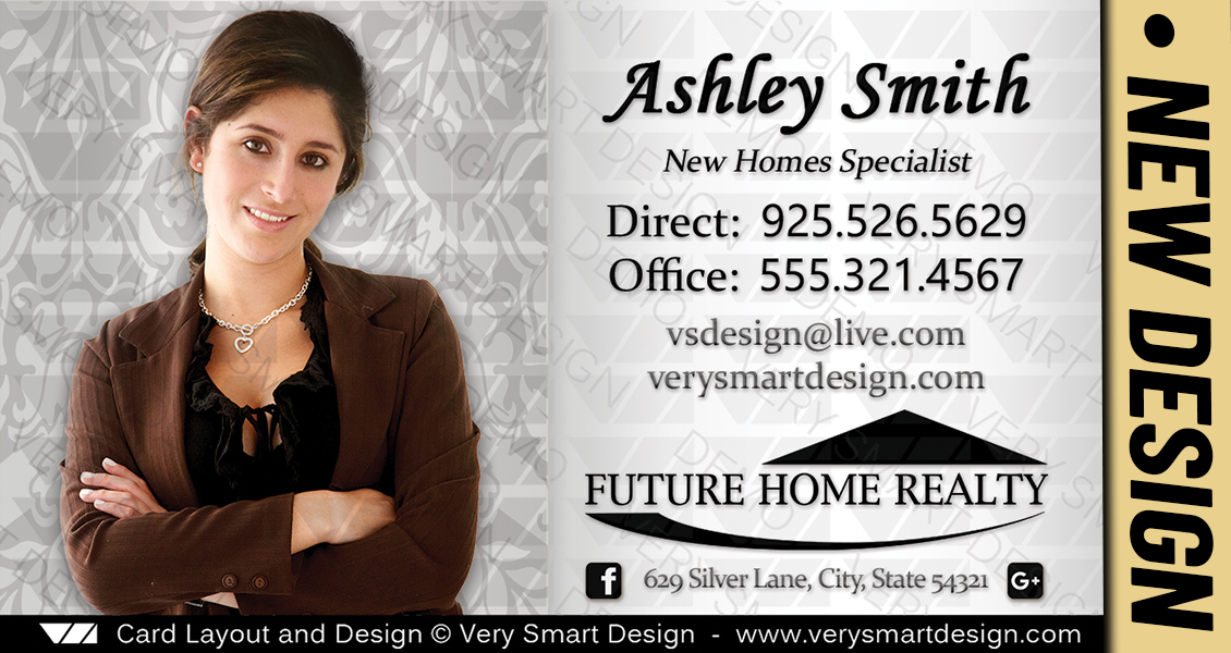 Silver and Black Custom Future Home Realty New Real Estate Business Card Designs for FHR 6B