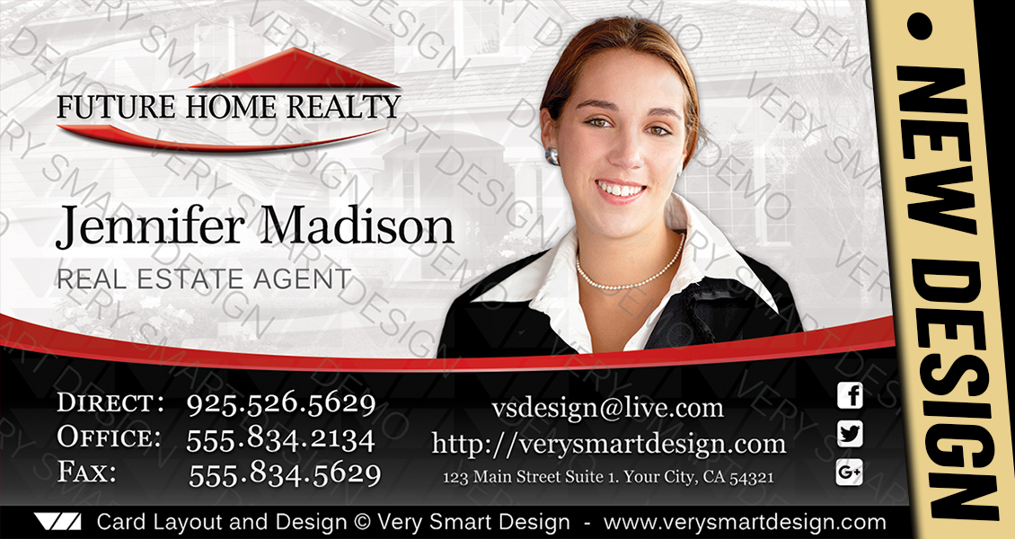White and Red Custom Future Home Realty Business Card Templates with New FHR Logo 1A