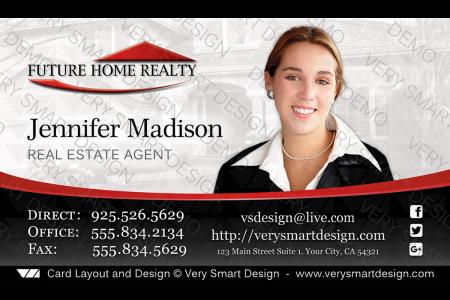 White and Red Custom Future Home Realty Business Card Templates with New FHR Logo 1A