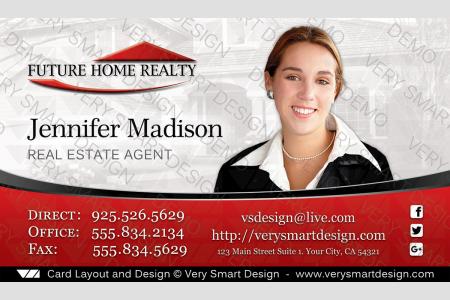 Red and White New FHR Logo Agent Real Estate Business Cards Future Home Realty Design 1B