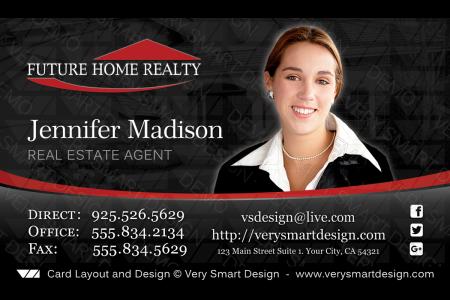 Black and Red Future Home Realty New Logo Real Estate Business Cards Templates for FHR 1C