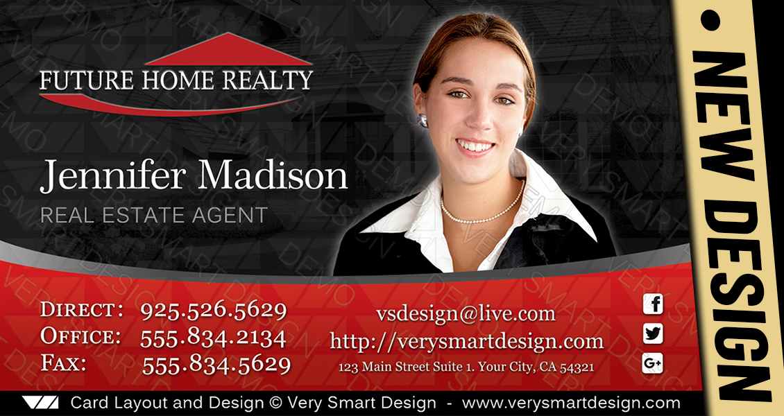 Red and Black New Business Cards for Future Home Realty Real Estate Agents in Florida 1D