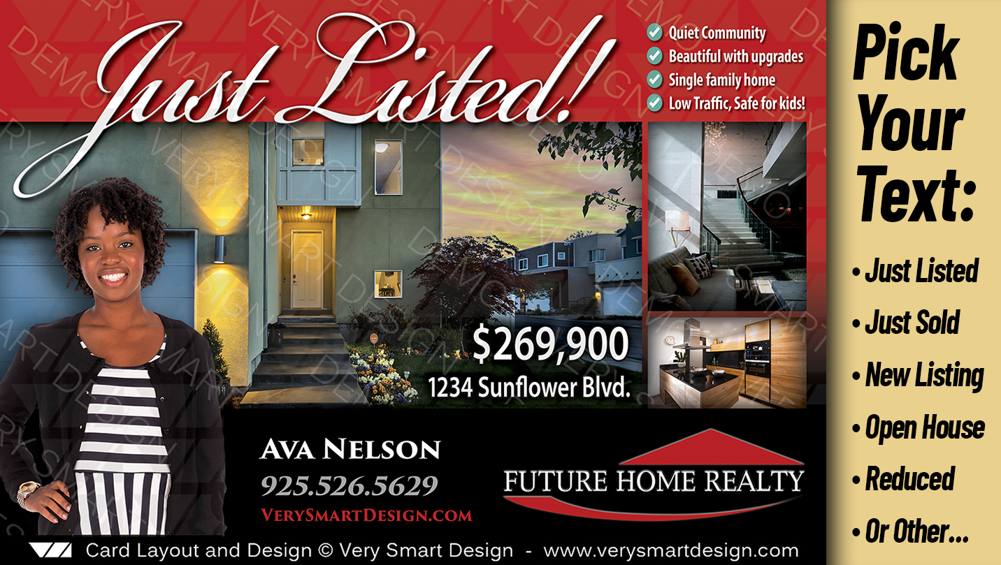 Red and Black Best New Future Home Realty Property Promo Post Cards Real Estate Designs 3A