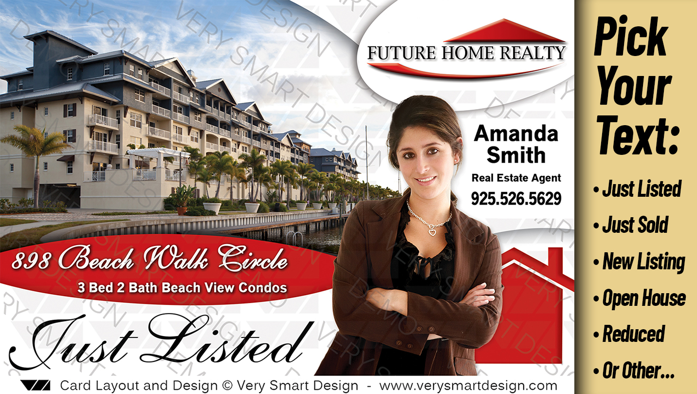 White and Red New Logo Best Future Home Realty Realty Postcards Just Listed Designs 5A