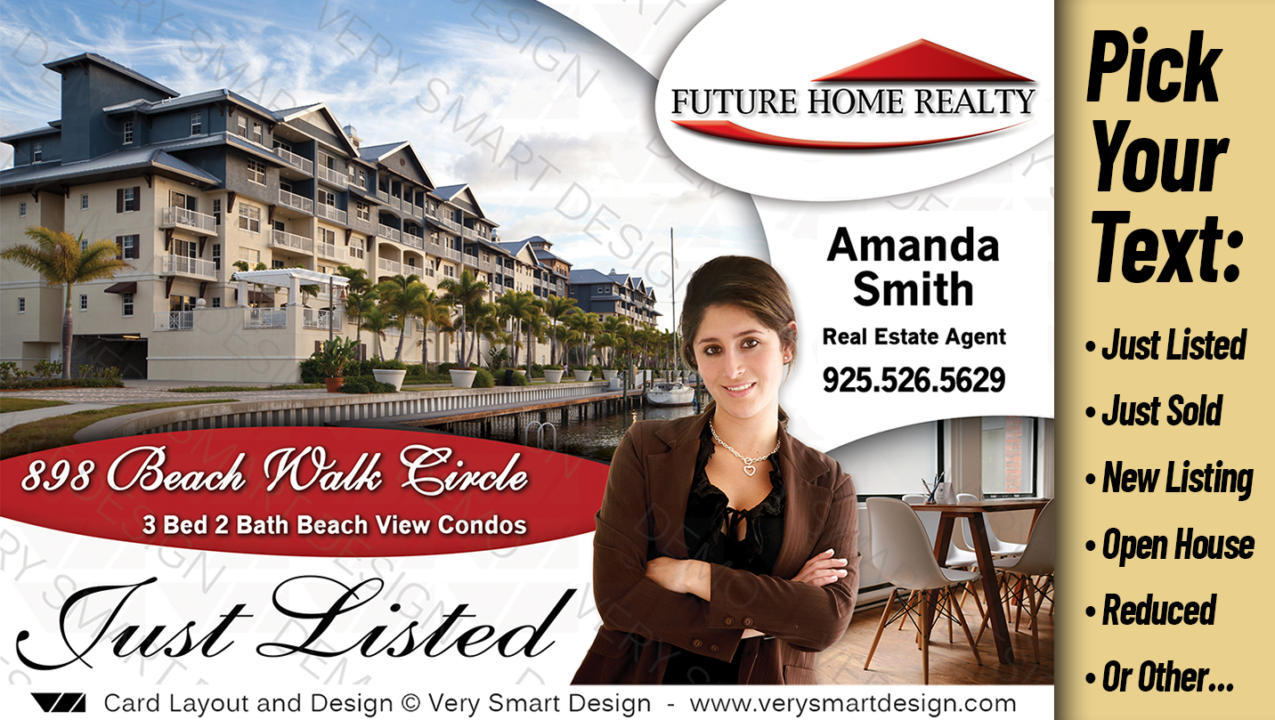 White and Red New Logo Best Future Home Realty Realty Postcards Just Listed Designs 5B
