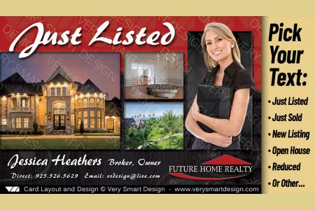 Red and Black Best New Future Home Realty Postcards Real Estate Just Listed Designs 8B