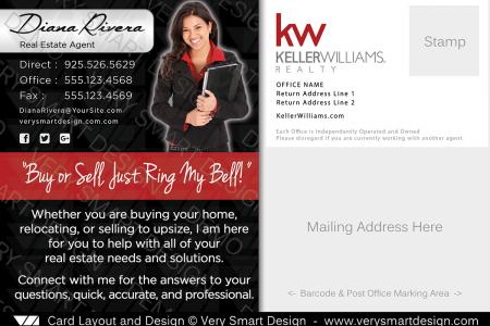 Keller Williams Postcard Real Estate Back 2B - Design Image via Very Smart Design.This Keller Williams postcard features a Keller Williams dark color theme, with a balanced contact area, headshot and and cur...