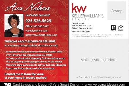 Keller Williams Real Estate Postcard Back 4A - Design Image via Very Smart Design.These real estate postcards back templates for Keller Williams feature an open flowing contact area, elegant cursive real est...