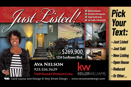 Red and Black Brand New Keller Williams Property Promo Post Cards Real Estate Designs 3A