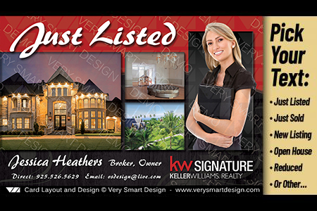 Red and Black Keller Williams Property Promo Postcards Just Listed Real Estate Templates 8B