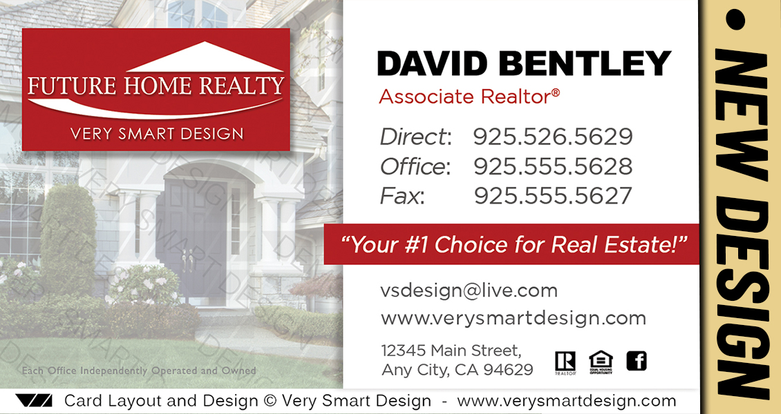 White and Red Future Home Realty Business Card Design Real Estate New FHR Style 20A