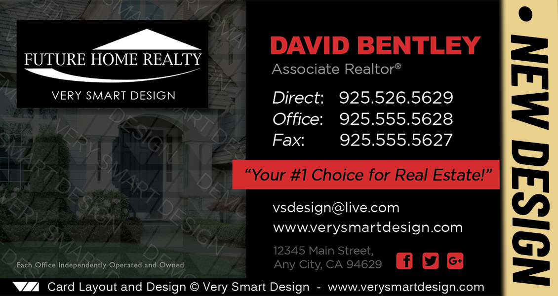 Black and White New Future Home Realty Business Cards for FHR Real Estate Agents 20C