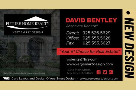 Black and White New Future Home Realty Business Cards for FHR Real Estate Agents 20C