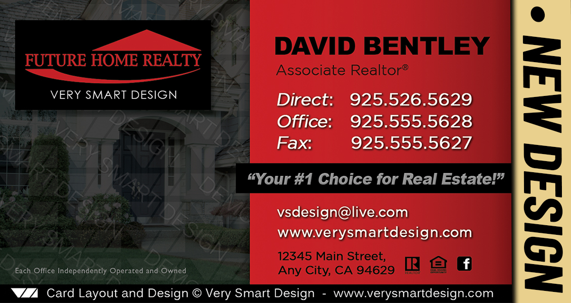 Black and Red New Future Home Realty Business Cards for Florida Real Estate Agents 20D