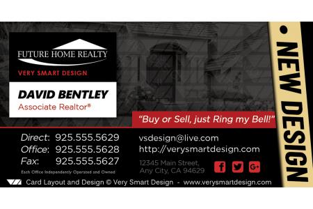 Black and White New FHR Agent Real Estate Business Cards Future Home Realty Design 21C
