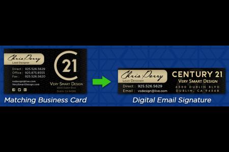 Digital Email Signature for Real Estate Agents and New Century 21 Logo - Design Image via All Style Mall.Very Smart Design provides the option for matching digital email signatures with your business cards, for Century 21 and more...