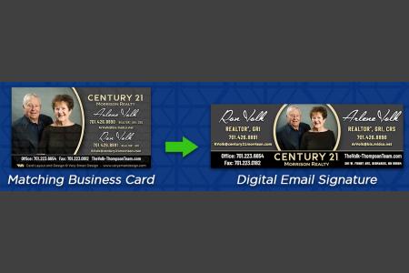 Real Estate Agent Team Digital Email Signature Matches Business Cards - Design Image via All Style Mall.This example of digital email signatures shows the ability to clearly and coherently display the contact information for two ...