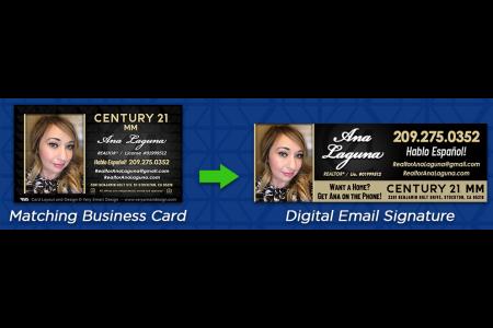 Custom Digital Email Signature for Century 21 Gold and Black - Design Image via All Style Mall.This image really shows how a digital email signature can help you shine, showcasing a unique one of a kind business card sty...