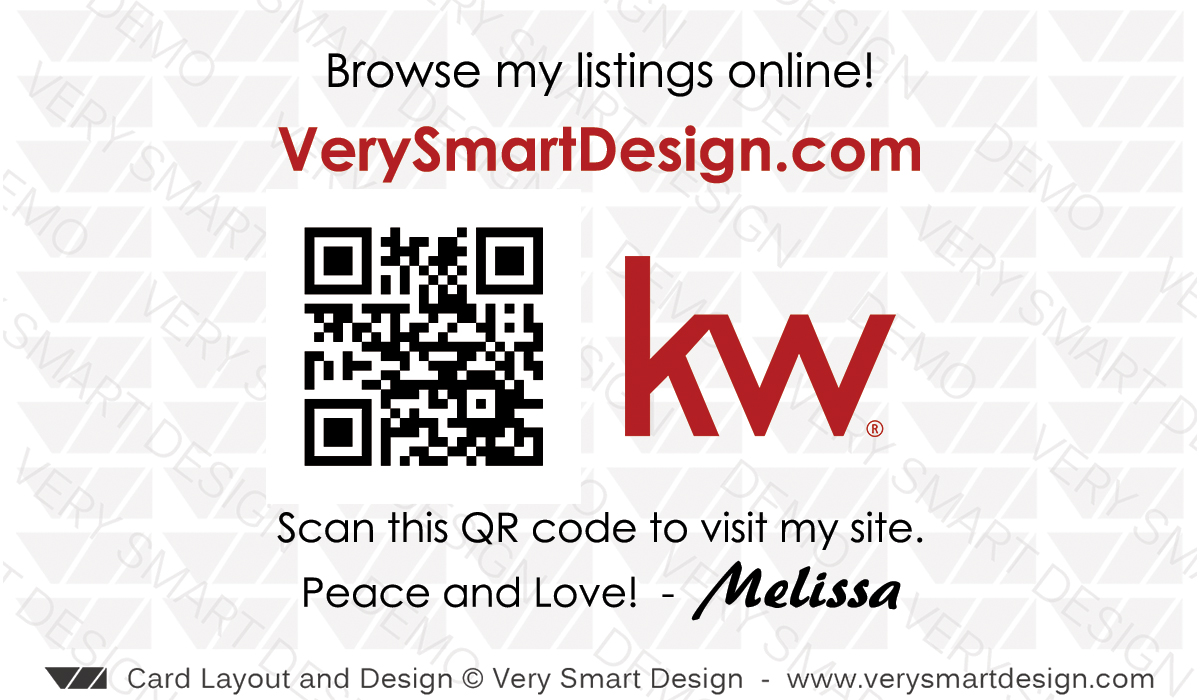 Business Card Back Design 3 for Keller Williams Real Estat - Design Image via Very Smart Design.Real estate agent business cards typically arent very future proof, so this custom designed real estate marketing back featur...