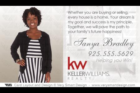 Business Card Back Design 4 for Keller Williams Real Estat - Design Image via Very Smart Design.This high quality real estate business card back features an agent headshot and script name, pairs with a front design for a ...