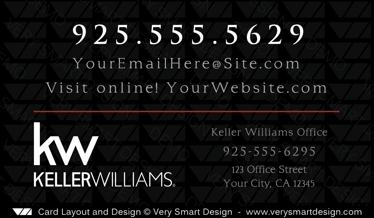 Real Estate Business Card Back Design 5 for Keller Williams - Design Image via All Style Mall.This marketing design for realtors of Keller Williams features real estate agents contact info, logo and office address, pair...