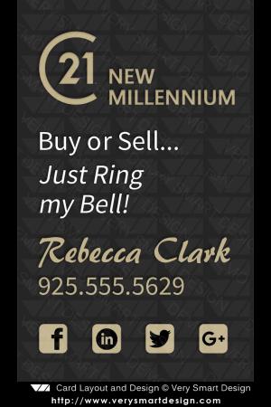 Century 21 Business Cards Vertical Template with New C21 Logo Back 10 - Design Image via All Style Mall.This vertical business card design for Century 21 real estate marketing features tagline, contact info and social logos, pari...