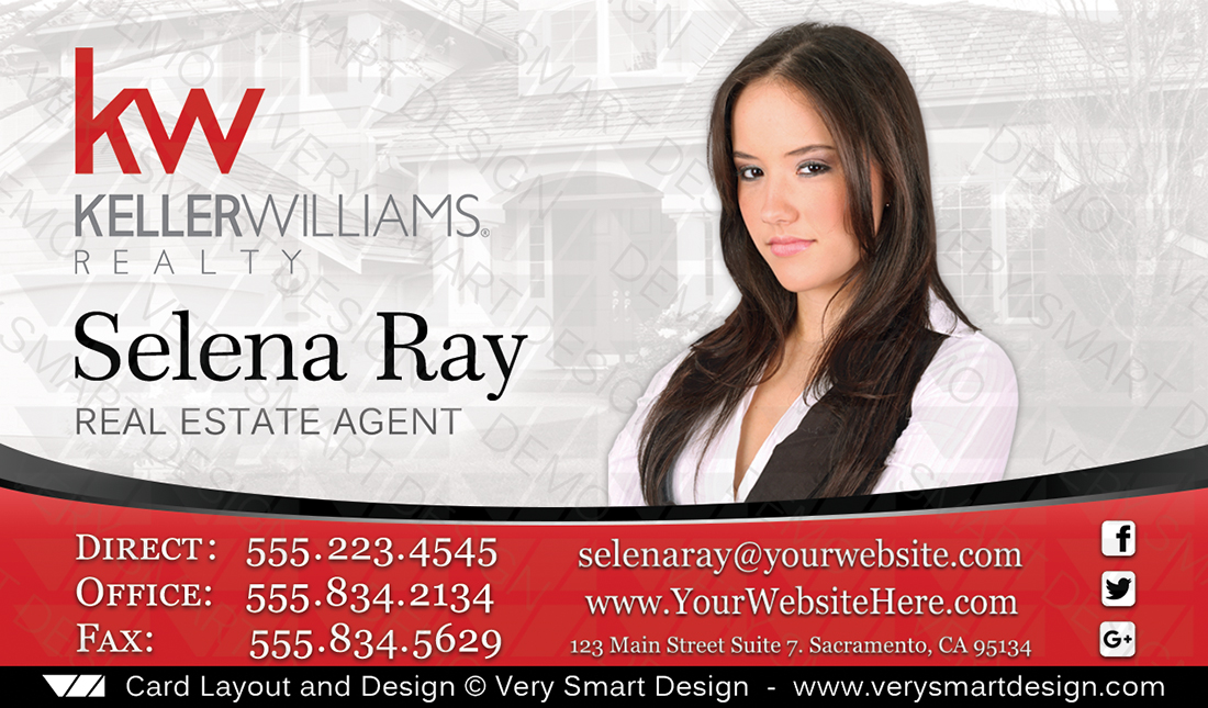 White and Red Real Estate Business Cards Keller Williams Design 1B