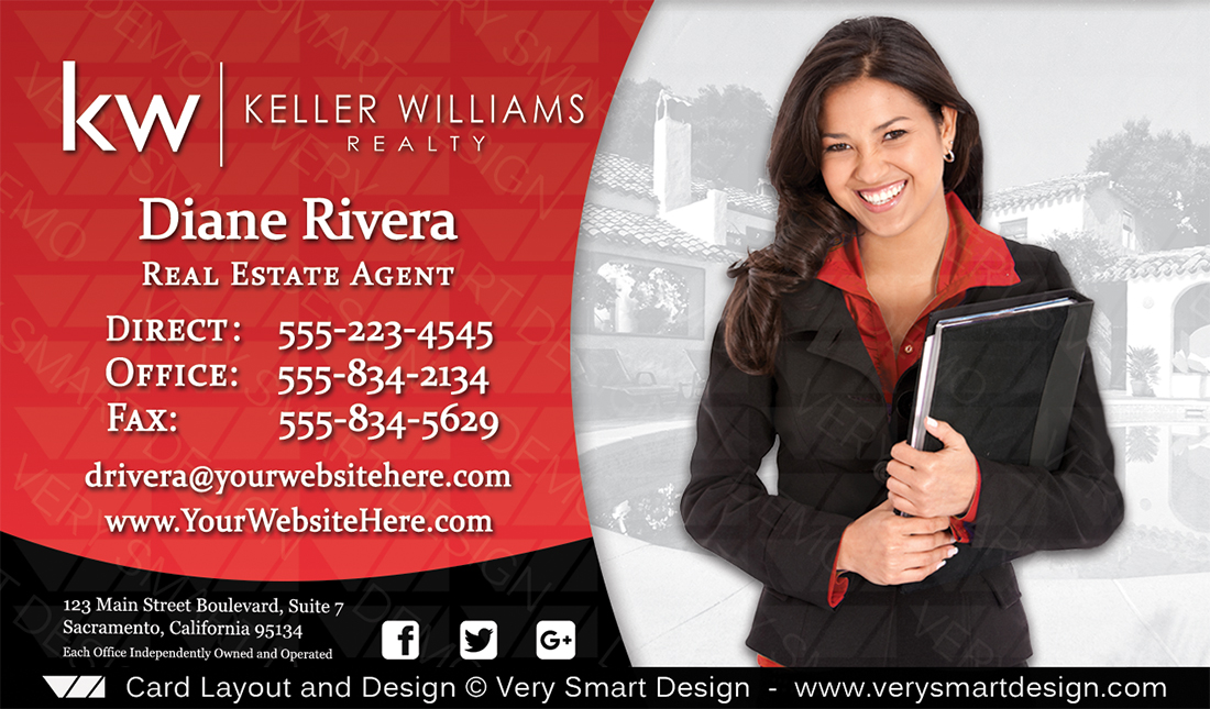 Red and Black Real Estate Business Cards Keller Williams Design 3A