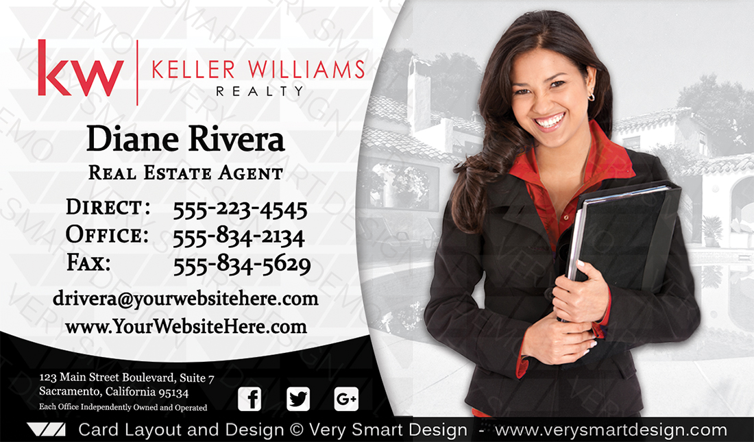 Keller Williams Realty Business Cards Templates 3B Silver and White