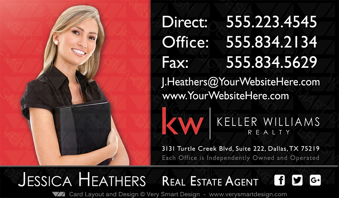 Red and Black Keller Williams Real Estate Agent Business Cards 4B