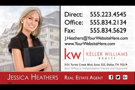White and Red Custom Keller Williams Business Card Template for KW USA 4E