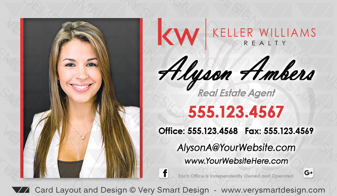 Silver and Red KW Agent Real Estate Business Cards Keller Williams Design 5A