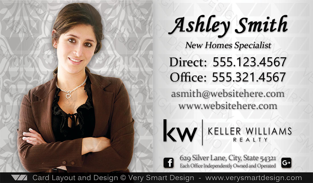 Silver and Black Custom Keller Williams Business Card Design for KW Associates 6B