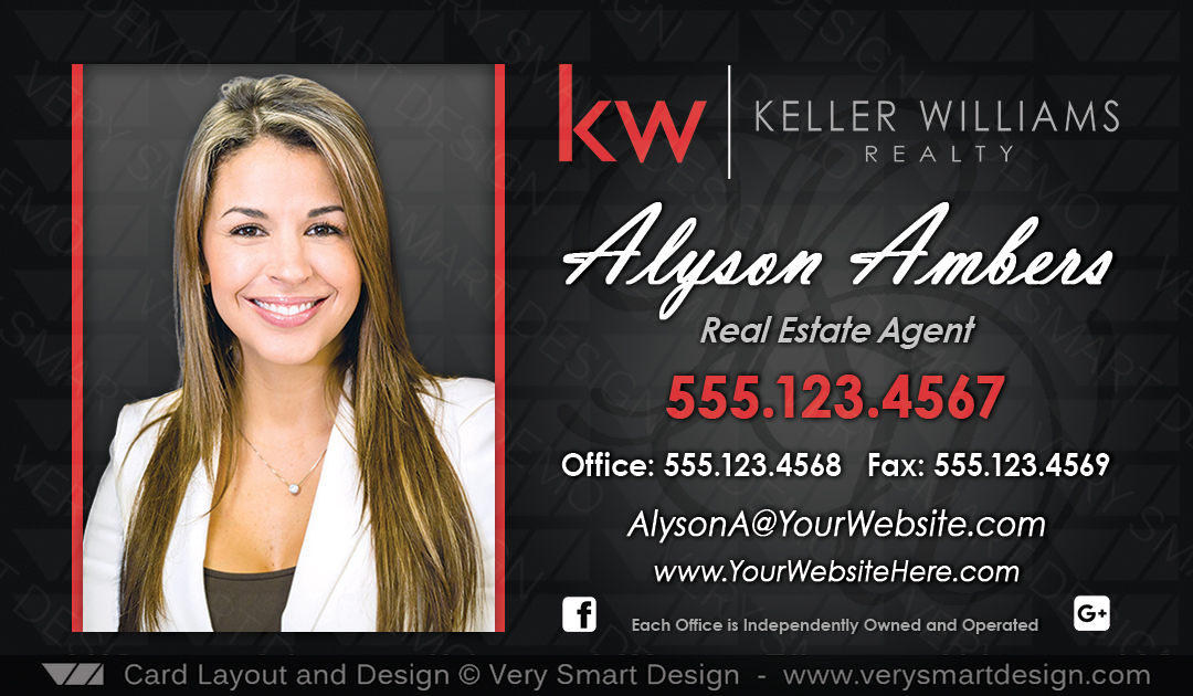 Black and Red KW Associate Business Cards Keller Williams Real Estate 5C