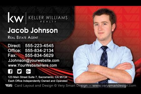 Red and Black Keller Williams Realtor Business Cards for KW Associates 7A
