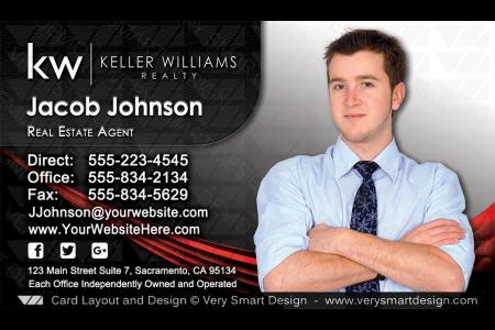 Silver and Black Keller Williams Team Business Cards for KW Agents 7B