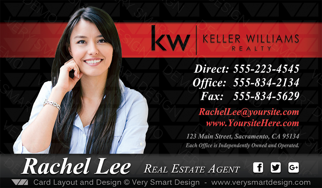 Black and Red Business Cards Keller Williams Real Estate Agents in USA 8B