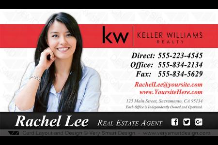 White and Red Custom Keller Williams Business Card Design for KW Associates 8D