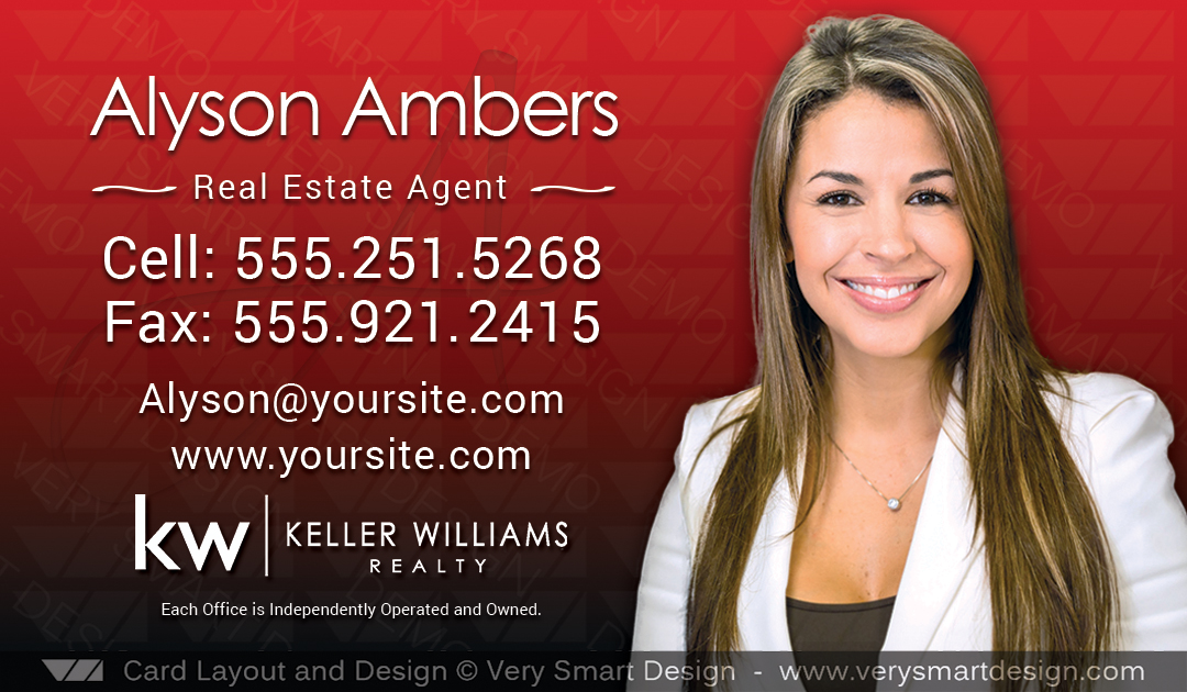 Red and Black KW Agent Real Estate Business Cards Keller Williams Design 10A