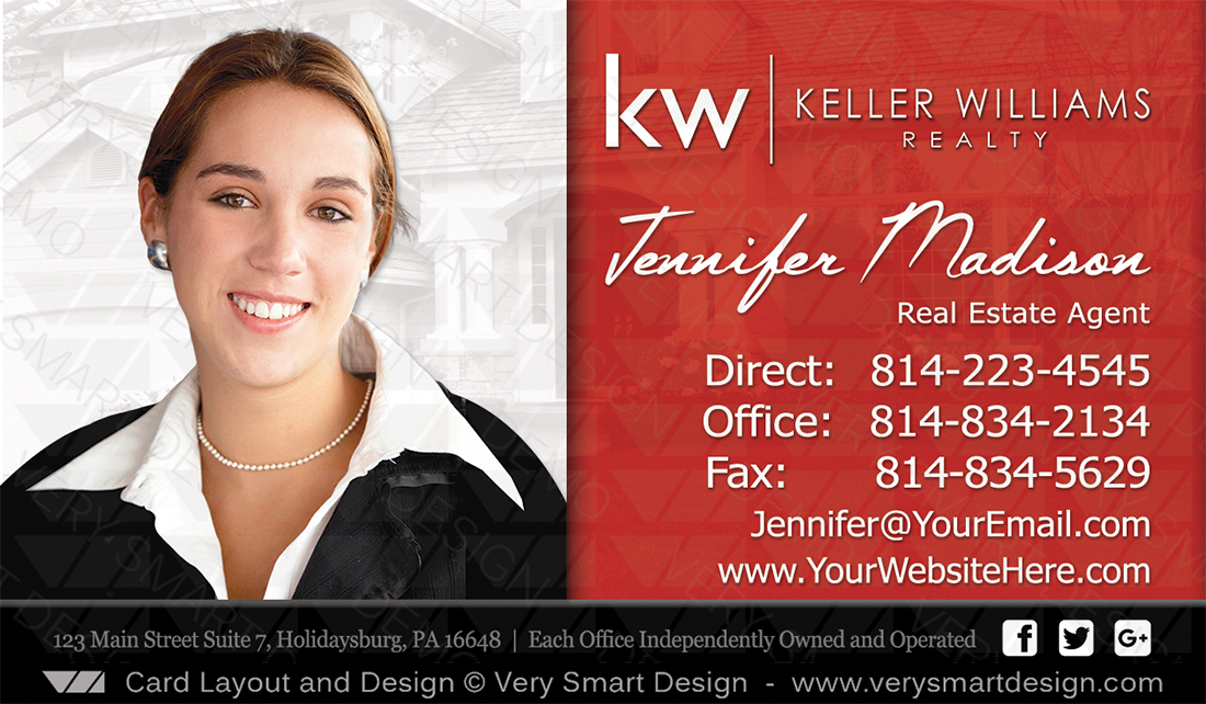 Red and Black Keller Williams Realtor Business Cards for KW Associates 9B