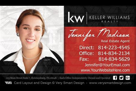 Red and Black Custom Keller Williams Business Card Template for KW USA 9D