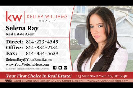 White and Red Custom Keller Williams Business Card Design for KW Associates 11A