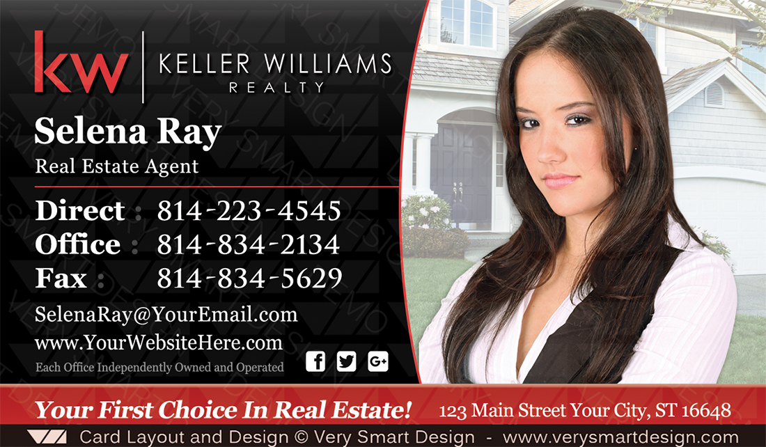 Real Estate Agent Business Cards - Remax Realtor Business Card Templates Online | FREE Shipping.. - I especially love the subtle pops of color on the email address and social media icons.