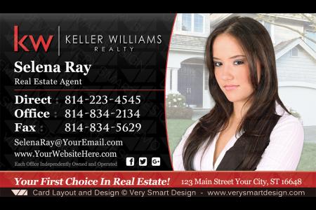 Black and Red Keller Williams Real Estate Agent Business Cards for KW Agents 11B