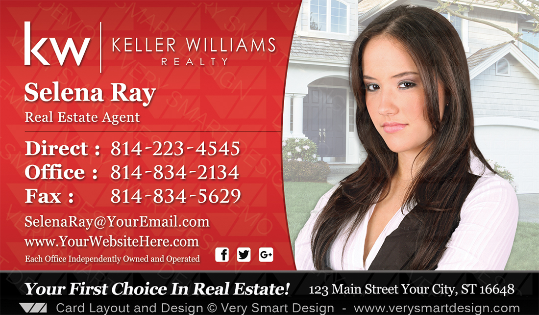 Red and Black Keller Williams Realtor Business Cards for KW Associates 11C