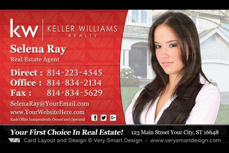 Keller Williams Business Card Marketing for Realtors Design 11C - Design Image via All Style Mall.These Keller Williams Business Card Templates demonstrate a smooth curved design, featuring a headshot with our background re...